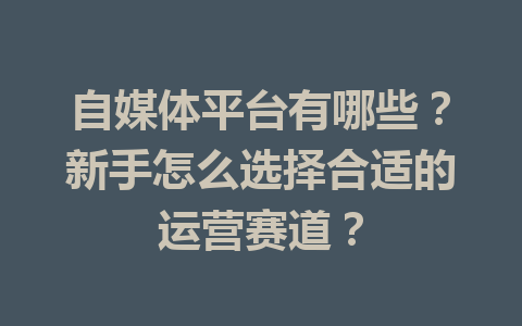 自媒体平台有哪些？新手怎么选择合适的运营赛道？