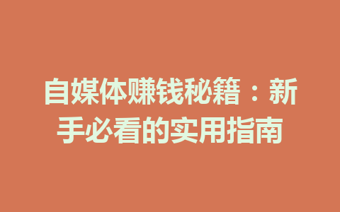 自媒体赚钱秘籍：新手必看的实用指南