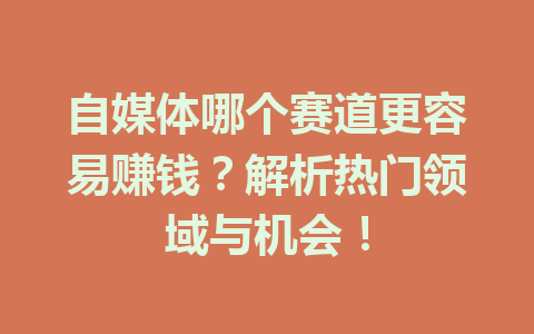 自媒体哪个赛道更容易赚钱？解析热门领域与机会！