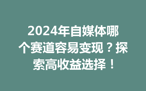 2024年自媒体哪个赛道容易变现?探索高收益选择!