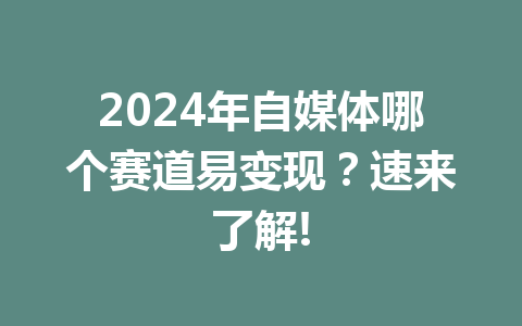 2024年自媒体哪个赛道易变现?速来了解!