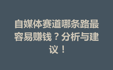 自媒体赛道哪条路最容易赚钱?分析与建议!