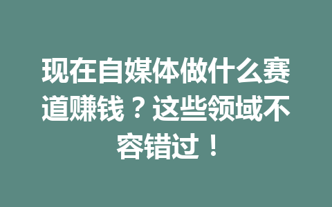 现在自媒体做什么赛道赚钱?这些领域不容错过!