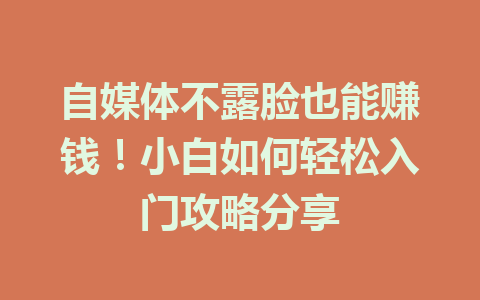 自媒体不露脸也能赚钱!小白如何轻松入门攻略分享