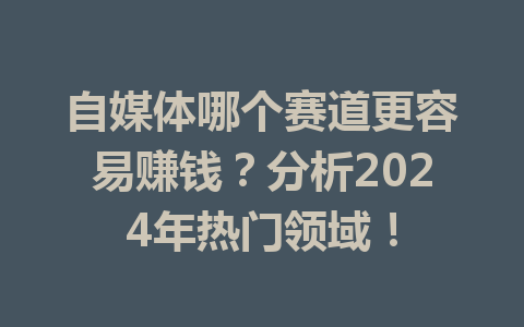 自媒体哪个赛道更容易赚钱?分析2024年热门领域!