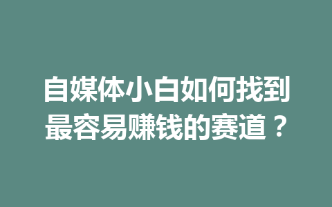 自媒体小白如何找到最容易赚钱的赛道？