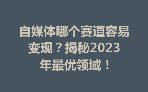 自媒体哪个赛道容易变现？揭秘2023年最优领域！